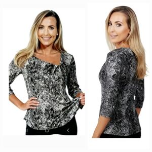 "Ann Taylor" Like New! SP Pleated Asymmetrical Neck Snake Print Top